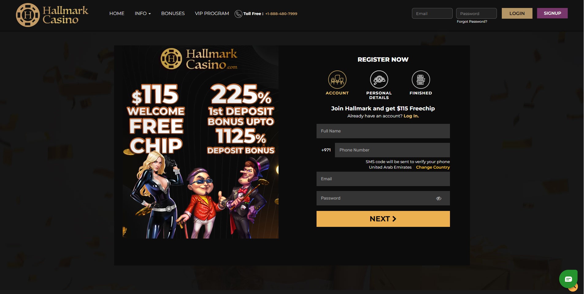 Signup at hallmark casino